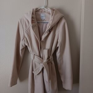 Croft & Barrow Women's Cream Hooded Trench Coat